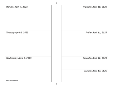 04/07/2025 Weekly Calendar-landscape Calendar