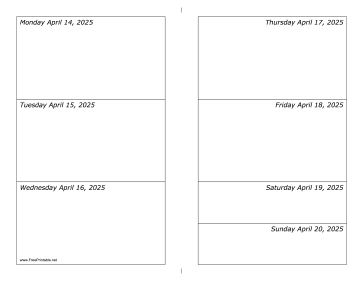 04/14/2025 Weekly Calendar-landscape Calendar