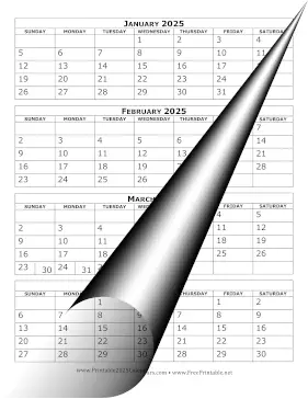 2025 Calendar Four Months Per Page Calendar