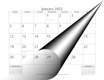 2025 Calendar Mini-Month Calendar