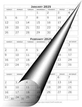 2025 Calendar Three Months Per Page Calendar