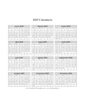 2025 Calendario en Una Pagina Vertical Calendar