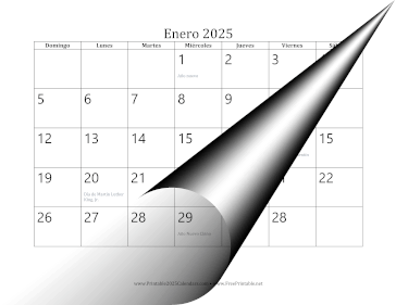 2025 en Espanol Calendar