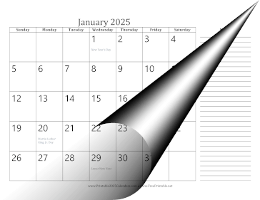 2025 Monthly Calendar with Notes Landscape Calendar