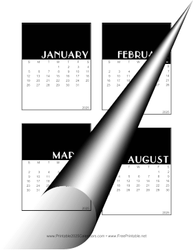 2025 Vertical Scrapbook Calendar Cards Calendar