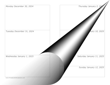 2025 Weekly Calendar-landscape Calendar