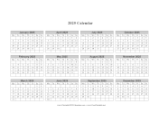 2025 Calendar One Page Horizontal Grid Descending Monday Start calendar