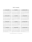2025 Calendar (vertical grid)
