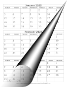 2025 Calendar Three Months Per Page calendar