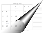 2025 Monthly Calendar with Notes Landscape